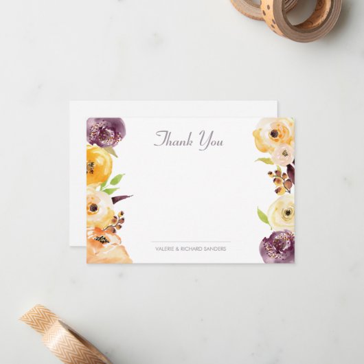 水彩画の花柄は感謝していしています ノートカード (正面/裏面インサイチュ)