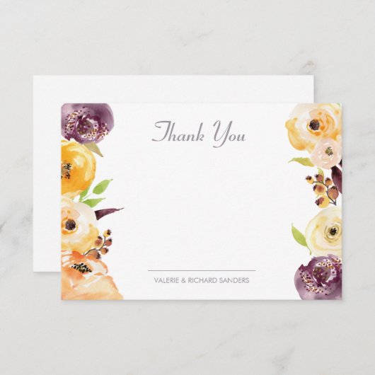 水彩画の花柄は感謝していしています ノートカード (正面/裏面)