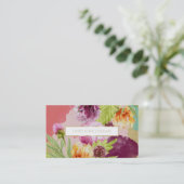 水彩画の花柄及び金ゴールドホイルのモダンな名刺 名刺 (スタンド正面)