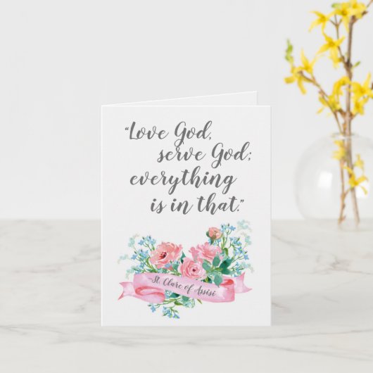 水彩画の花柄St.ドクレアAssisiの引用文 カード (黄色い花)