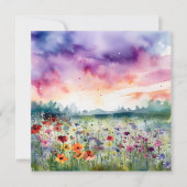 水彩画の花畑と雲　ありがとう (正面)