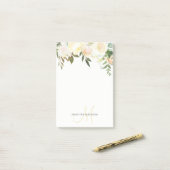 水彩画の花花束のピンクベージュ色バラのノート ポストイット (デスク上)