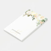 水彩画の花花束のピンクベージュ色バラのノート ポストイット (アングル)