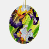水彩画の花菖蒲 セラミックオーナメント (右)
