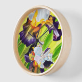 水彩画の花菖蒲 壁時計 (傾斜)