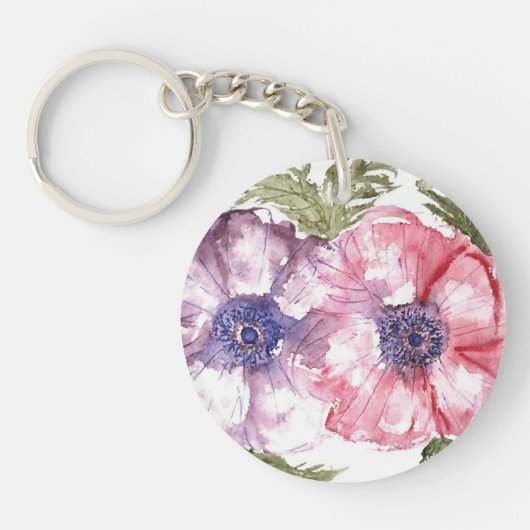 水彩画の花 キーホルダー (正面)