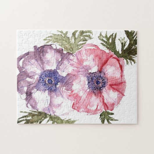 水彩画の花 ジグソーパズル (横)