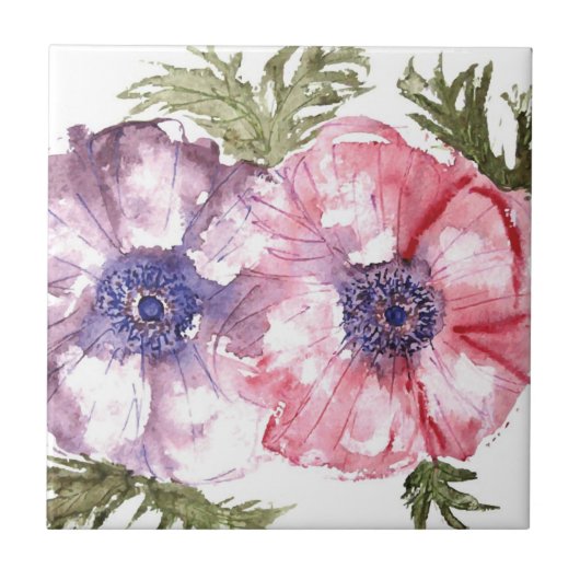 水彩画の花 タイル (正面)