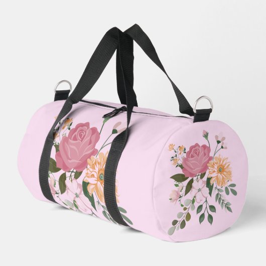 水彩画の花 ダッフルバッグ (左コーナー)