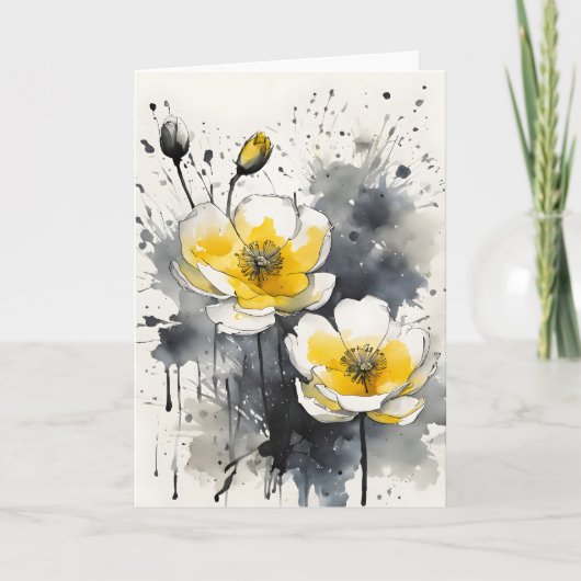 水彩画の花 バターカップ カード (正面)