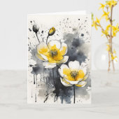水彩画の花 バターカップ カード (黄色い花)