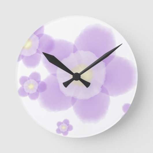 水彩画の花 ラウンド壁時計 (正面)