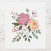 水彩画の花 ワインラベル (シングルラベル)