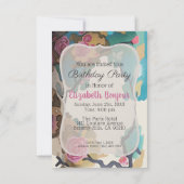 水彩画の花 紙とサイズのオプション - 出席の返信欄付き 招待状 (裏面)