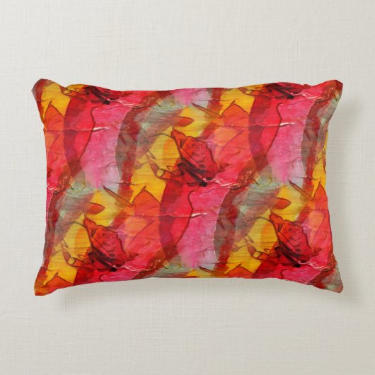 水彩画の芸術の赤い黄色 アクセントクッション (正面)
