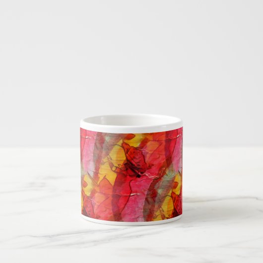 水彩画の芸術の赤い黄色 エスプレッソカップ (正面)