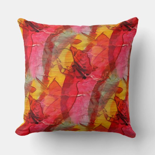 水彩画の芸術の赤い黄色 クッション (正面)