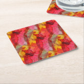 水彩画の芸術の赤い黄色 スクエアペーパーコースター (アングル)
