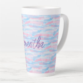 水彩画の芸術的なパステルカラー カフェラテマグ