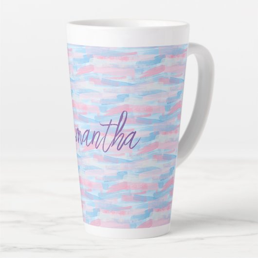 水彩画の芸術的なパステルカラー カフェラテマグ (右アングル)