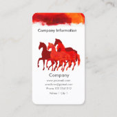 水彩画の芸術的な色を馬に乗って走っている馬 名刺 (裏面)