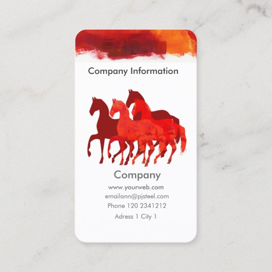 水彩画の芸術的な色を馬に乗って走っている馬 名刺 (裏面)