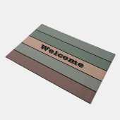 水彩画の茶色の緑とストライプ黒の紙 ドアマット (アングル)