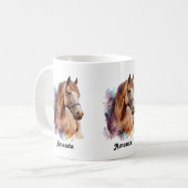 水彩画の茶色の馬の顔の肖像 コーヒーマグカップ (正面左)