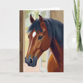 水彩画の茶色の馬 カントリー バーンカード カード (正面)