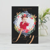 水彩画の華やかな紅葉のリースとキツネの写真 シーズンカード (スタンド正面)