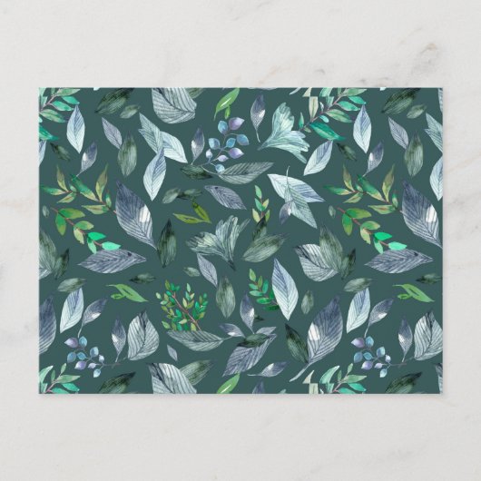 水彩画の落ち葉 5 シーズンポストカード (正面)