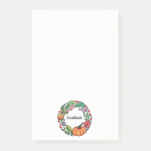 水彩画の葉が付いている美しいカボチャリース ポストイット (正面)