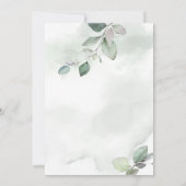 水彩画の葉とメタリックゴールドのウェディング セーブザデート (裏面)