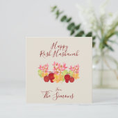 水彩画の葉とリンゴ ロシュ・ハシャーナ フラット カード (スタンド正面)