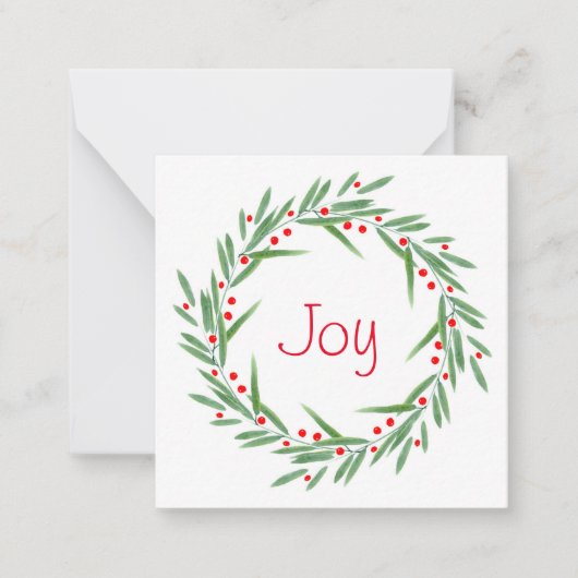 水彩画の葉と実のリース ノートカード (正面)