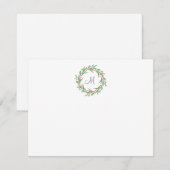 水彩画の葉と実のリース ノートカード (正面/裏面)