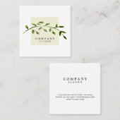 水彩画の葉のパステル調ベージュ正方形の名刺 スクエア名刺 (正面/裏面)