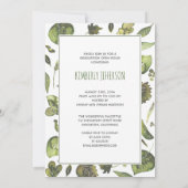 水彩画の葉のリースの写真の卒業 招待状 (裏面)