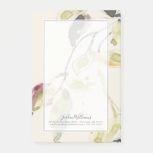 水彩画の葉の枝トリプティク ポストイット (正面)