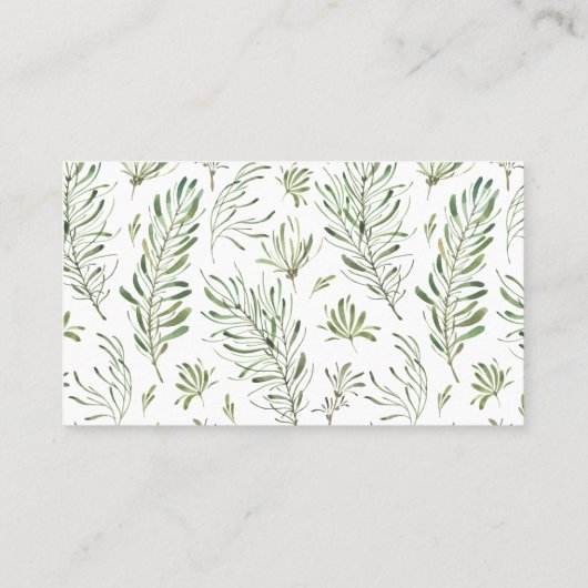 水彩画の葉の金ゴールドフレームの幾何学的でシックな結婚式 プレイスカード (裏面)