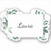 水彩画の葉緑の植物の図 シール (正面)