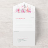 水彩画の蔓 コーラル サージュ ウェディング アフターパーティ オールインワン招待状 (外側)