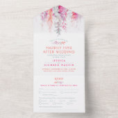 水彩画の蔓 コーラル サージュ ウェディング アフターパーティ オールインワン招待状 (内側)