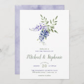 水彩画の藤の花束の結婚式招待状 招待状 (正面/裏面)