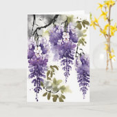 水彩画の藤の花 カード (黄色い花)