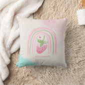 水彩画の虹とイチゴ クッション (ブランケット)
