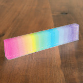 水彩画の虹のデザイン デスクネームプレート (側面)