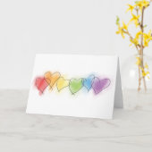 水彩画の虹のハート カード (黄色い花)