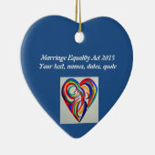 水彩画の虹のハート、結婚の平等 セラミックオーナメント (右)