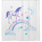 水彩画の虹のユニコーンのシャワー・カーテン シャワーカーテン (正面)
